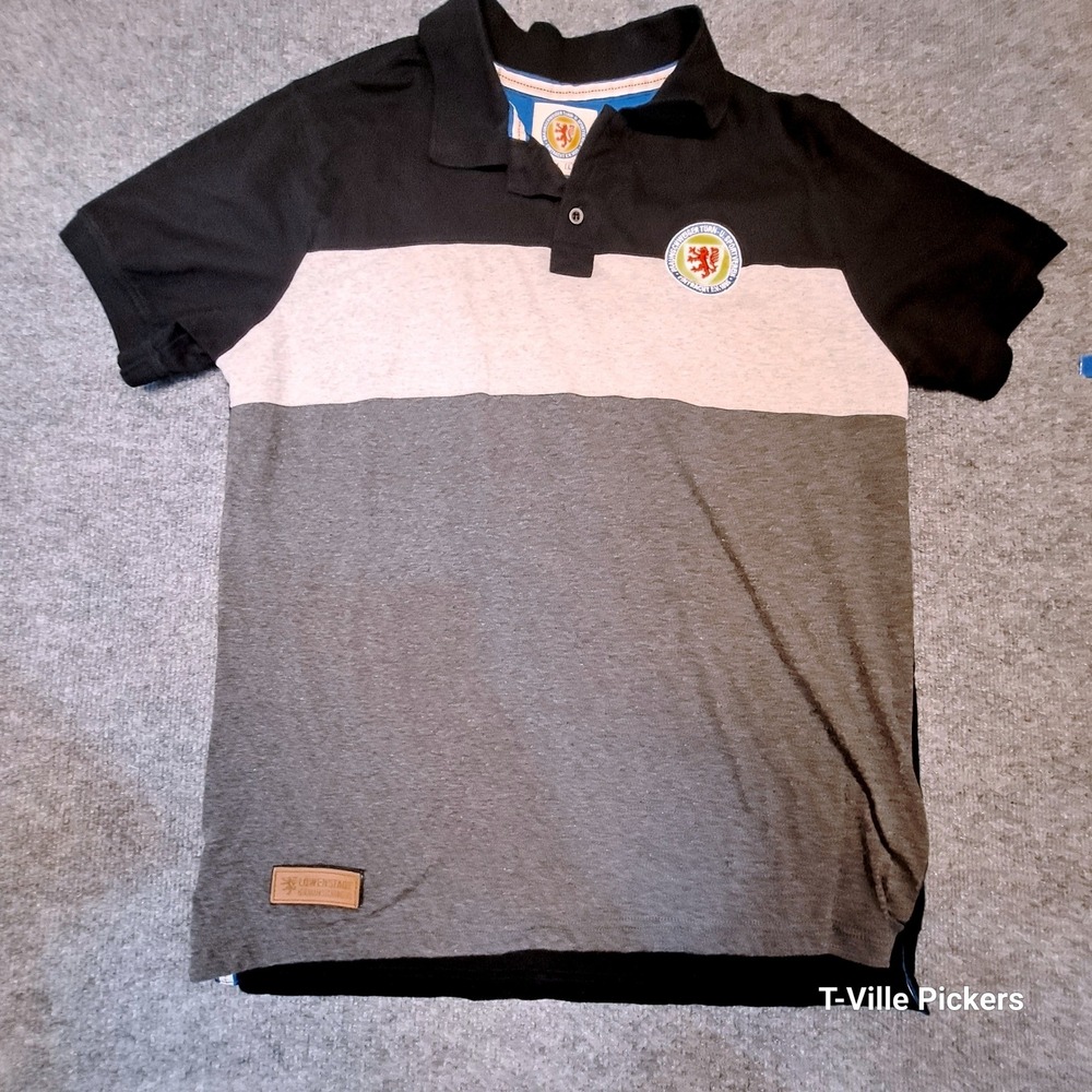 Eintracht Braunschweig Mens Polo Shirt Large Colorblock Soccer Fan Top Grey